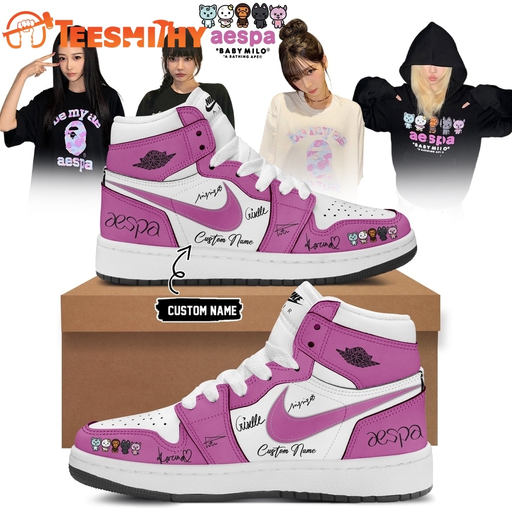 Aespa x BAPE Signed 2026 Limited Edition Pink Air Jordan 1 Shoes