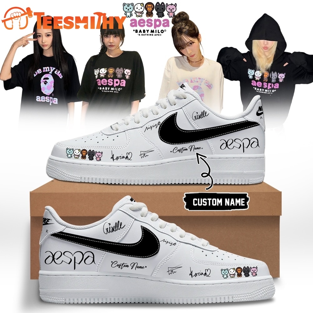 Aespa x BAPE Signed 2026 Limited Edition White Air Force 1 Shoes