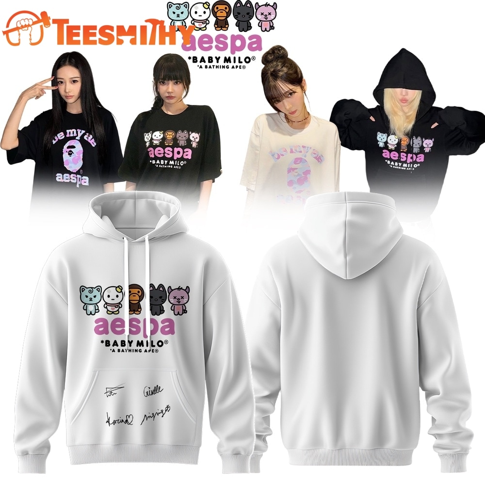 Aespa x BAPE Signed 2026 Limited Edition White Hoodie