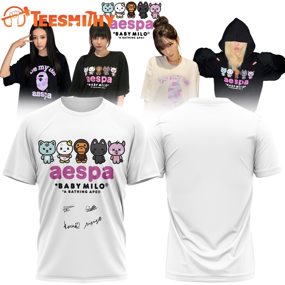 Aespa x BAPE Signed 2026 Limited Edition White T Shirt