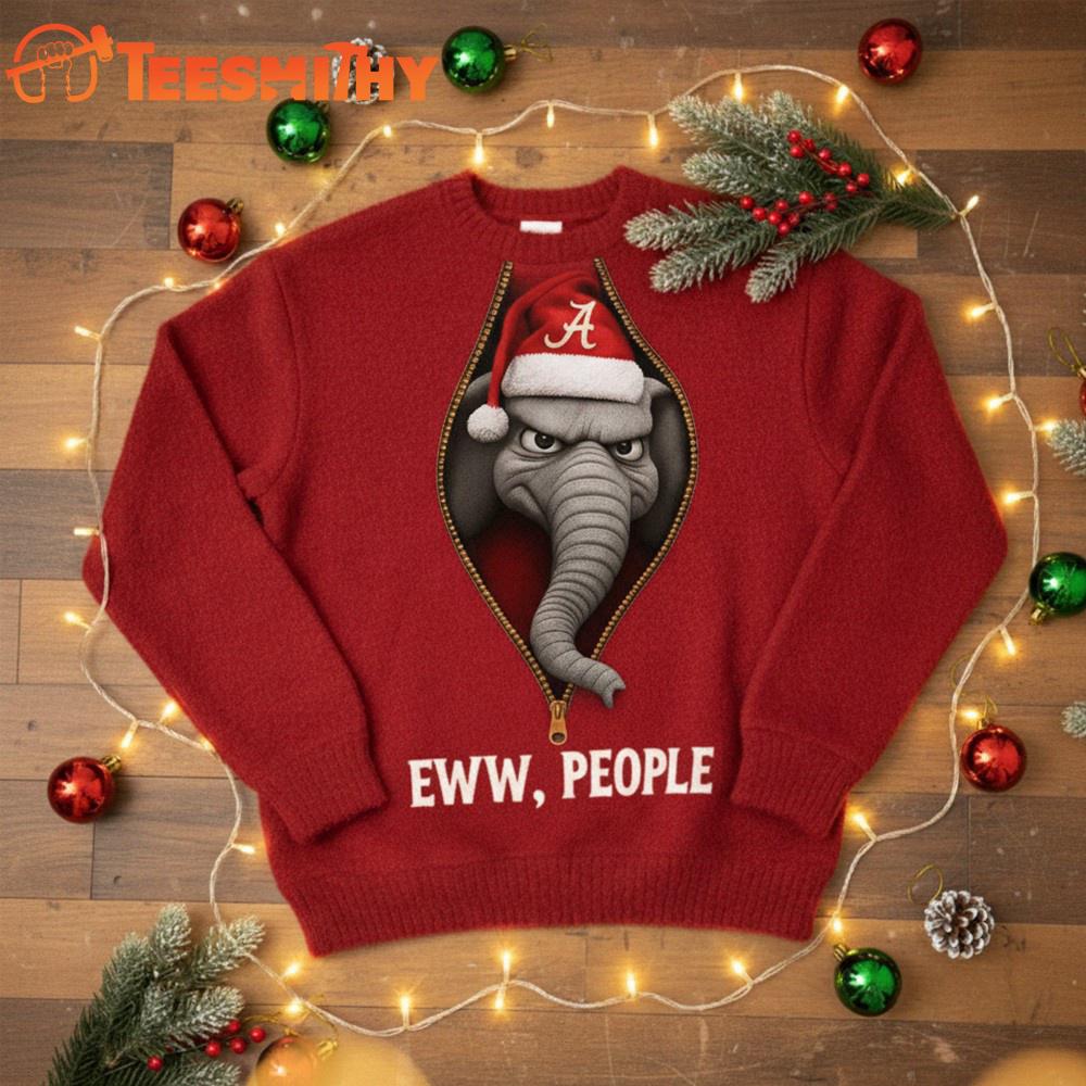 Alabama Crimson Tide 2025 NCAA Mascot Eww People Christmas Ugly Sweater Alabama Crimson Tide 2025 NCAA Mascot Eww People Christmas Ugly Sweater