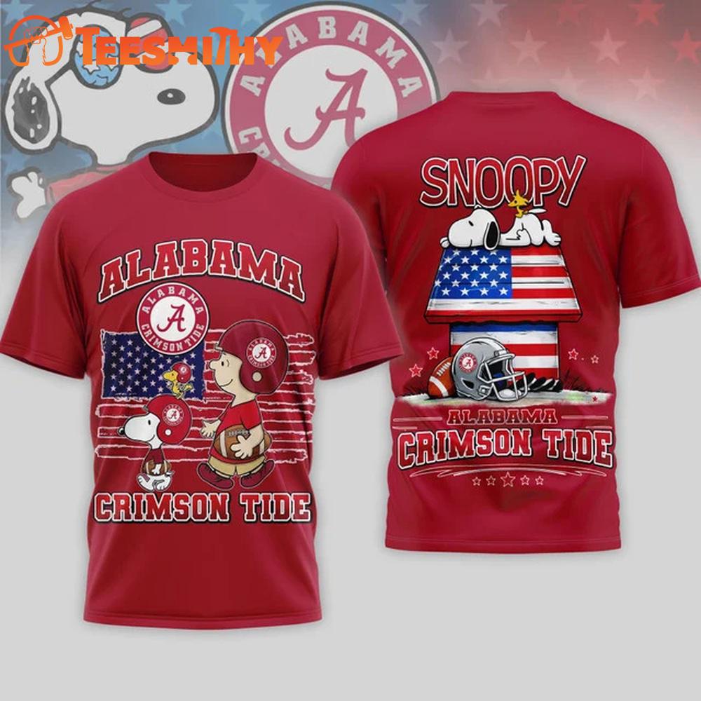 Alabama Crimson Tide NCAA America 250 with Snoopy 3D T Shirt