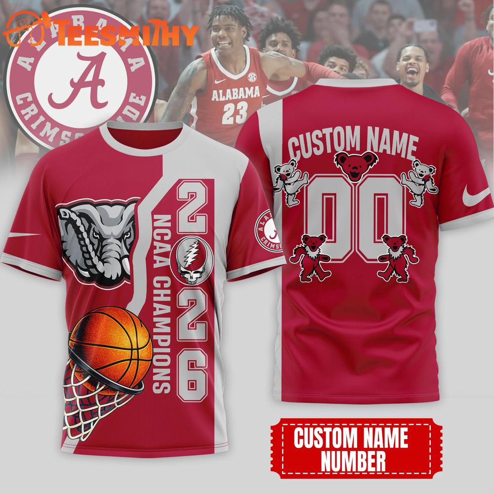 Alabama Crimson Tide NCAA Grateful Dead Court Kings 2026 3D T Shirt