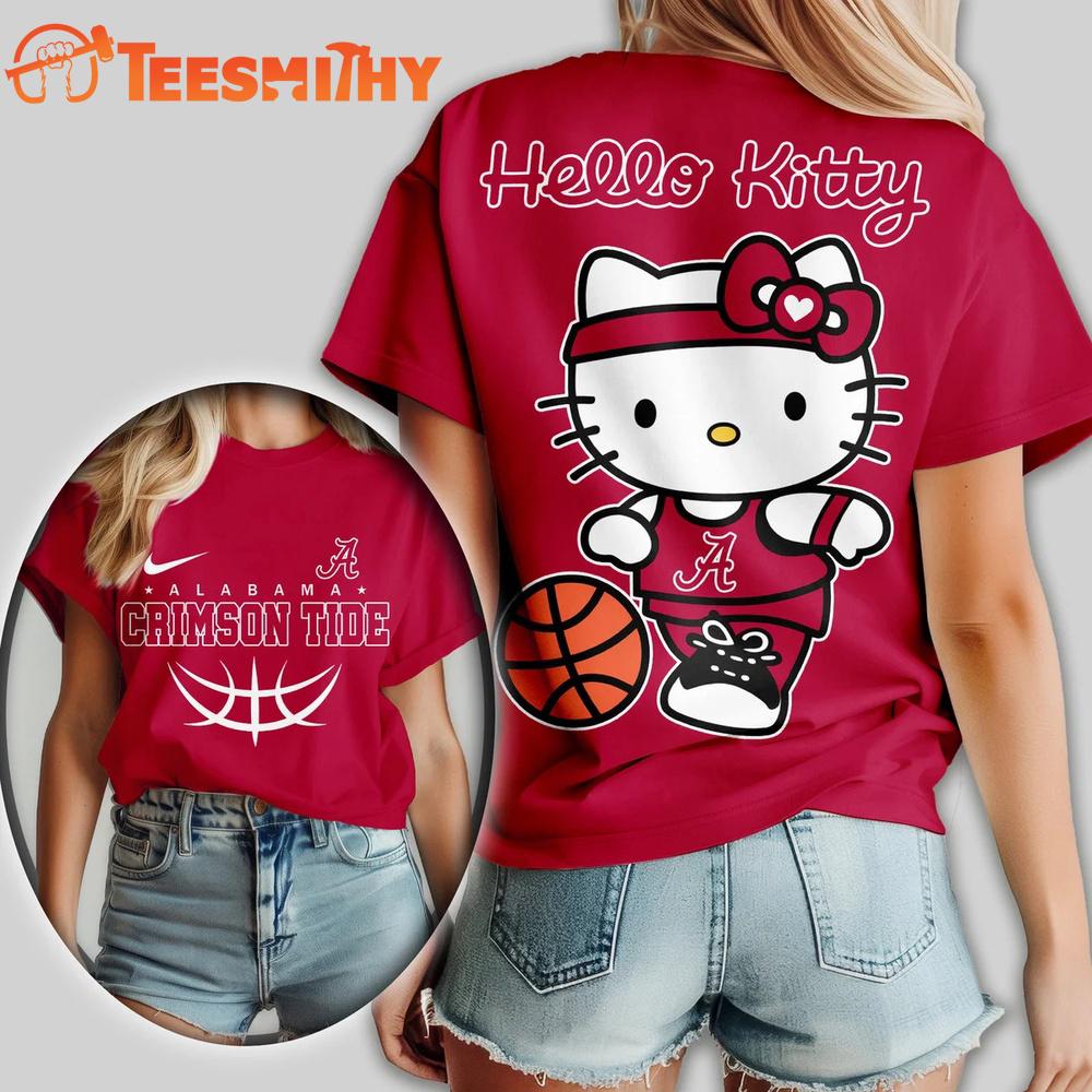 Alabama Crimson Tide NCAA Hello Kitty Basketball Unisex 3D T Shirt