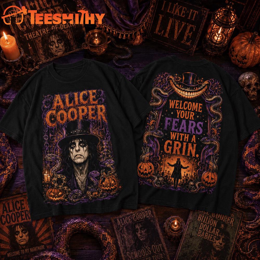 Alice Cooper Welcome Your With A Grin Halloween 2026 T Shirt