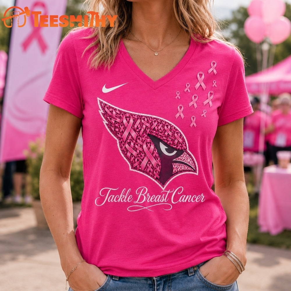 Arizona Cardinals 2026 NFL Tackle Breast Cancer V neck T Shirt