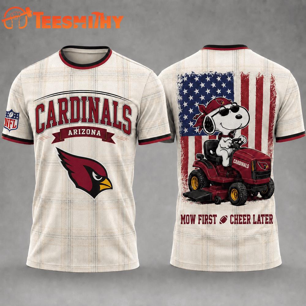 Arizona Cardinals Funny Football Snoopy Gardening Lovers 3D T Shirt