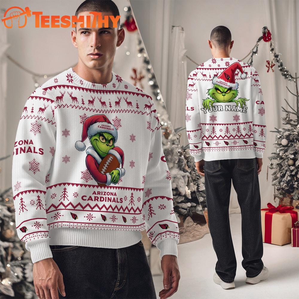 Arizona Cardinals NFL Grinch Santa Hats Ugly Christmas Sweater