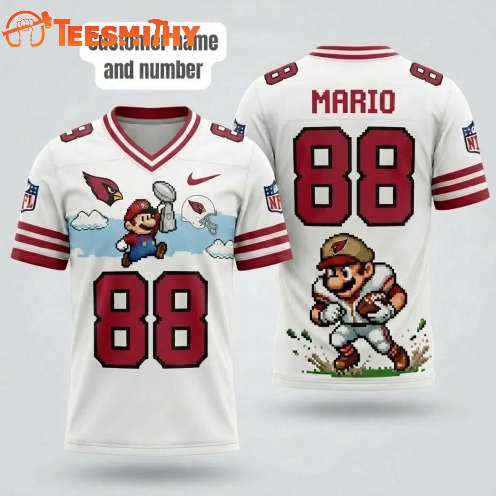 Arizona Cardinals NFL Mario 2026 Design Football Jersey
