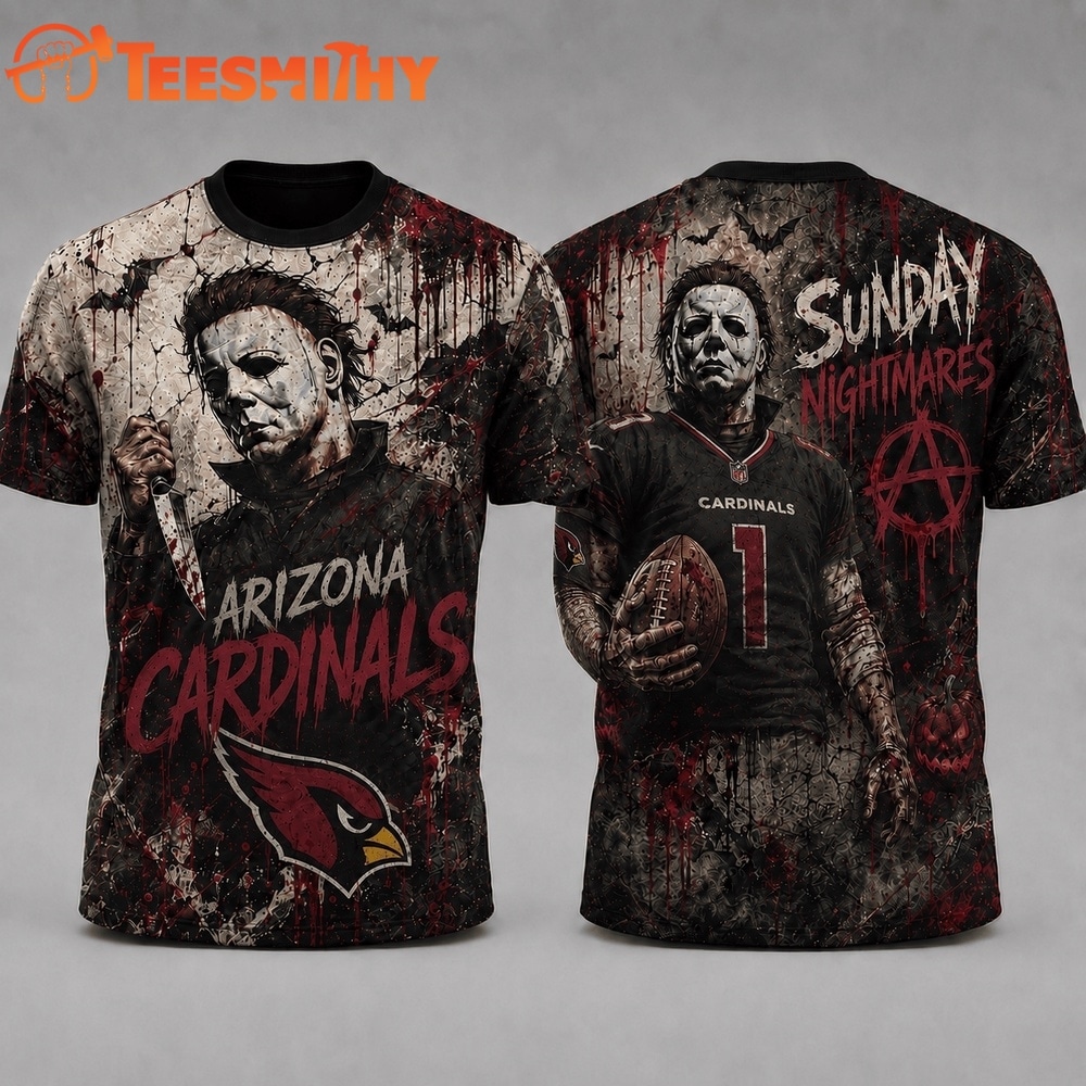 Arizona Cardinals NFL Michael Myers Sunday Nightmares Horror Halloween 3D T Shirt