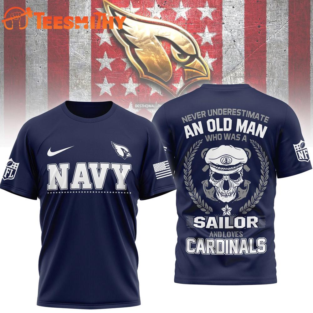 Arizona Cardinals NFL Navy Veteran All Over Print Shirt