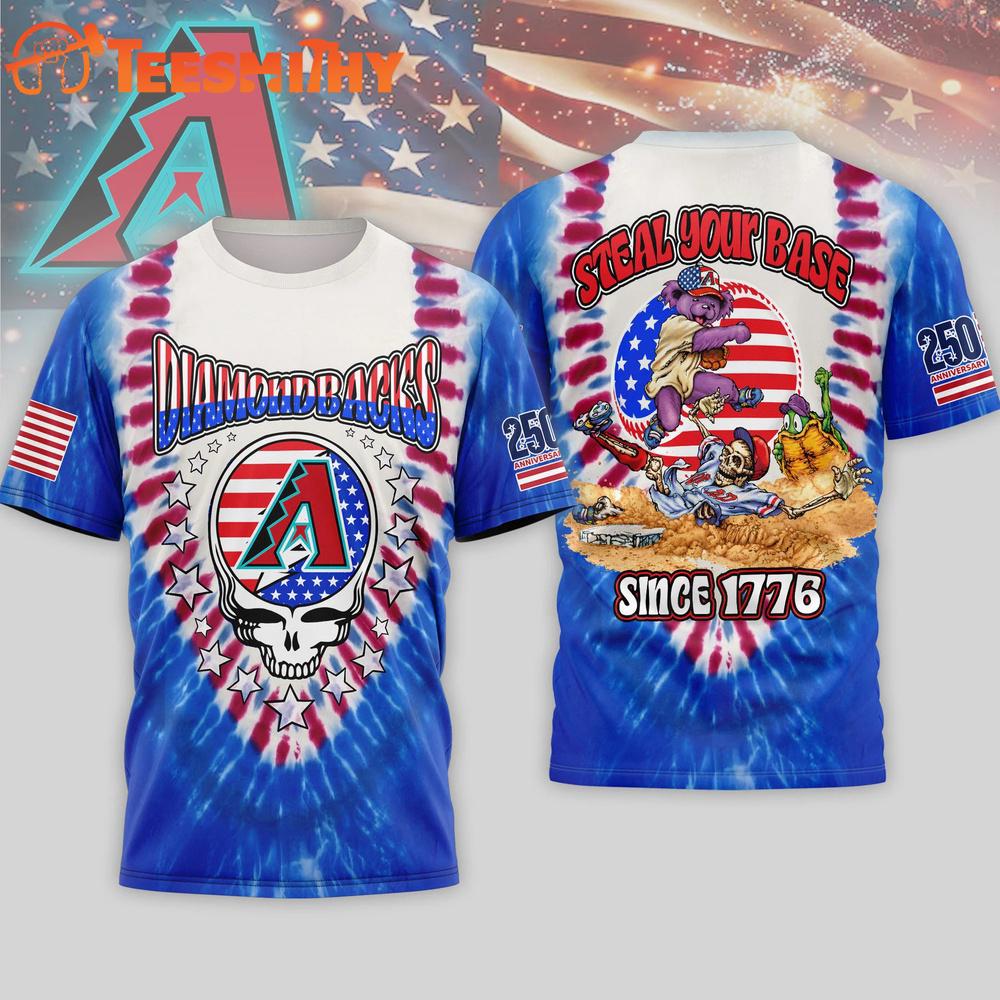 Arizona Diamondbacks 2026 MLB Grateful Dead 250 Years Of America 3D T Shirt