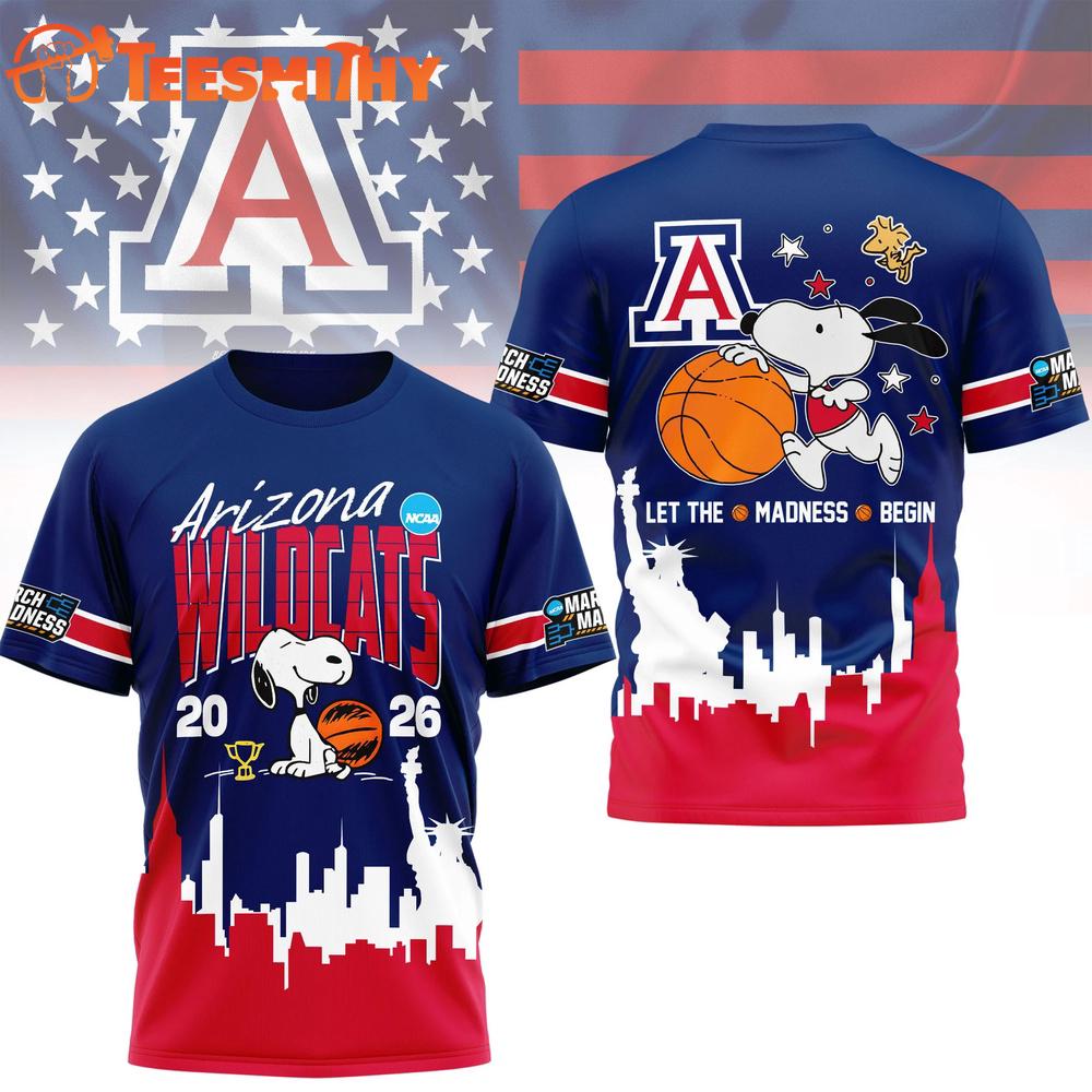 Arizona Wildcats 2026 NCAA March Madness x Snoopy New Design 3D Shirt