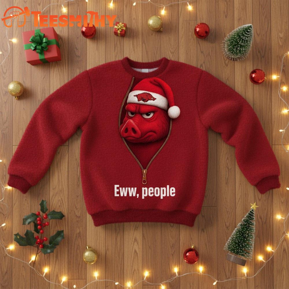Arkansas Razorbacks 2025 NCAA Mascot Eww People Christmas Ugly Sweater Arkansas Razorbacks 2025 NCAA Mascot Eww People Christmas Ugly Sweater