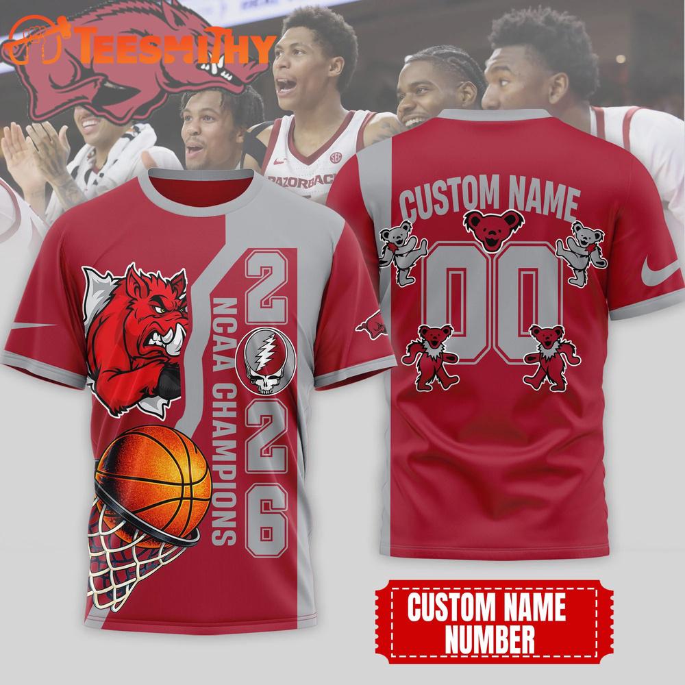 Arkansas Razorbacks NCAA Grateful Dead Court Kings 2026 3D T Shirt