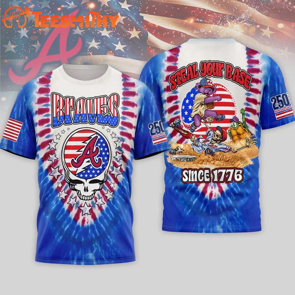 Atlanta Braves 2026 MLB Grateful Dead 250 Years Of America 3D T Shirt