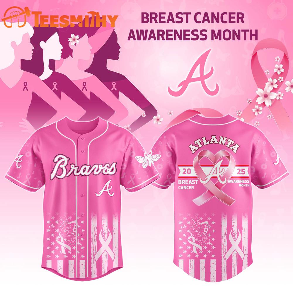 Atlanta Braves x Breast Cancer Limited Edition Custom Baseball Jersey