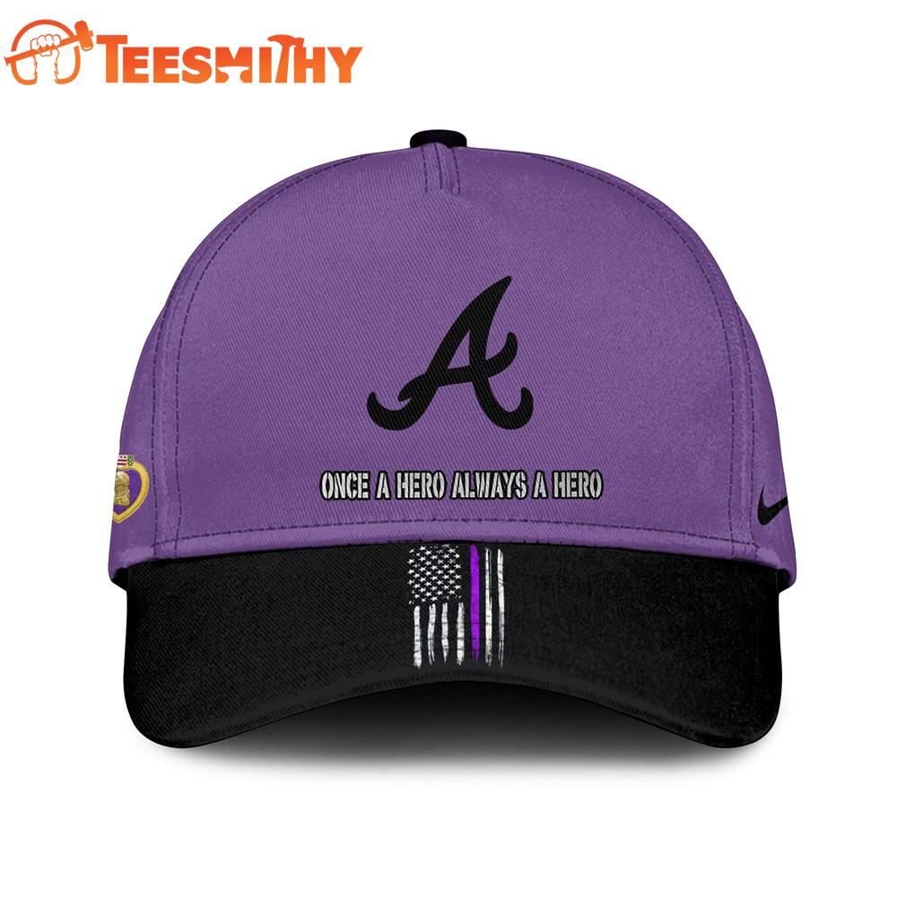 Atlanta Braves x Purple Heart Day New Design Baseball Cap Atlanta Braves x Purple Heart Day New Design Baseball Cap