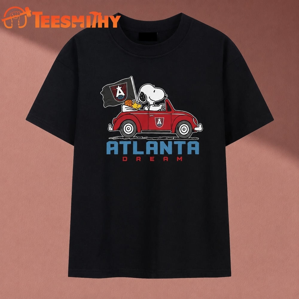 Atlanta Dream Snoopy Red Car Cute Basketball Fan T Shirt