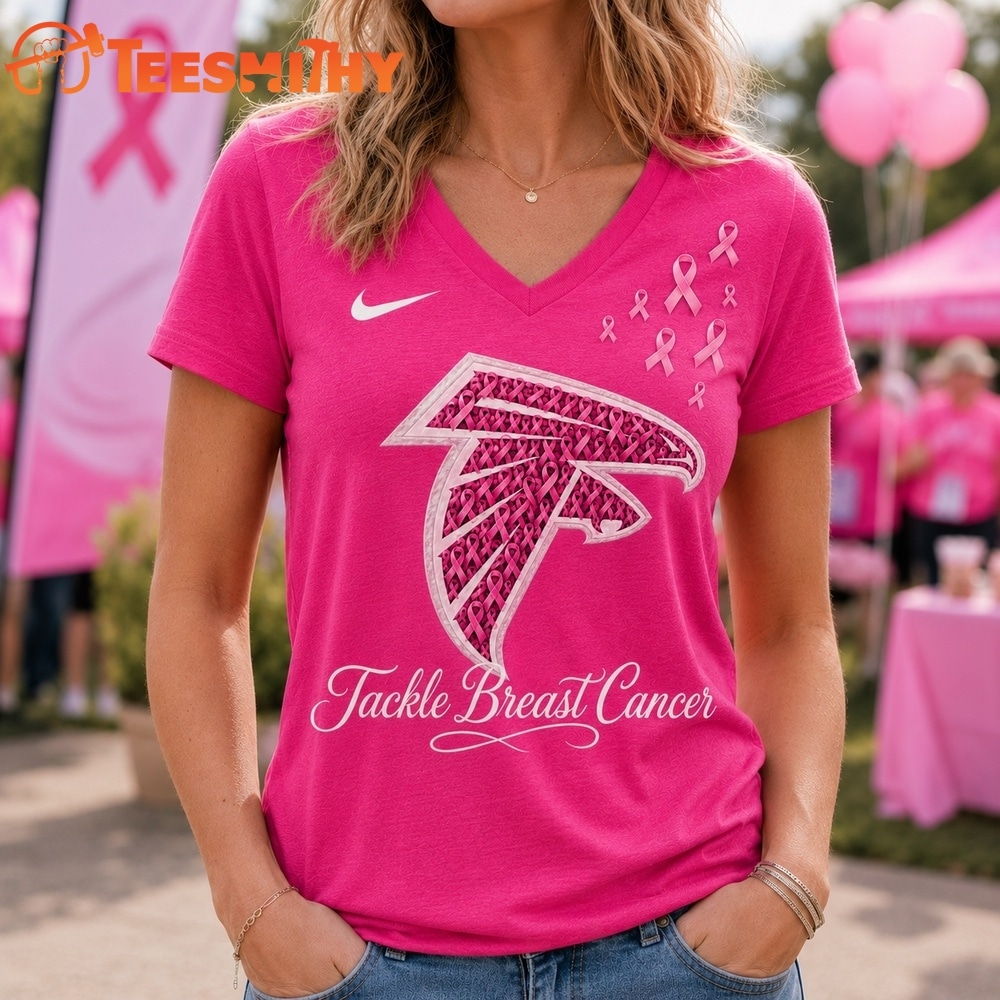 Atlanta Falcons 2026 NFL Tackle Breast Cancer V neck T Shirt