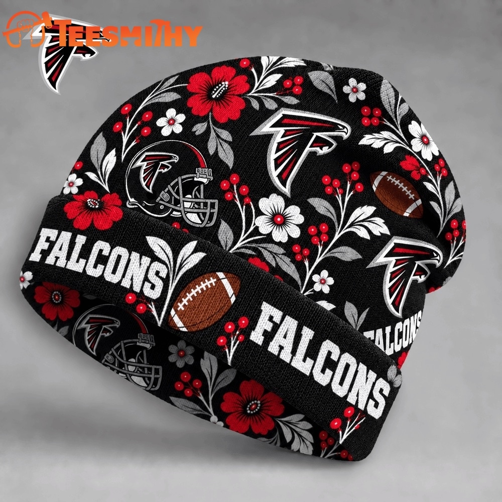 Atlanta Falcons NFL Floral Team Pride Christmas Beanie Hats