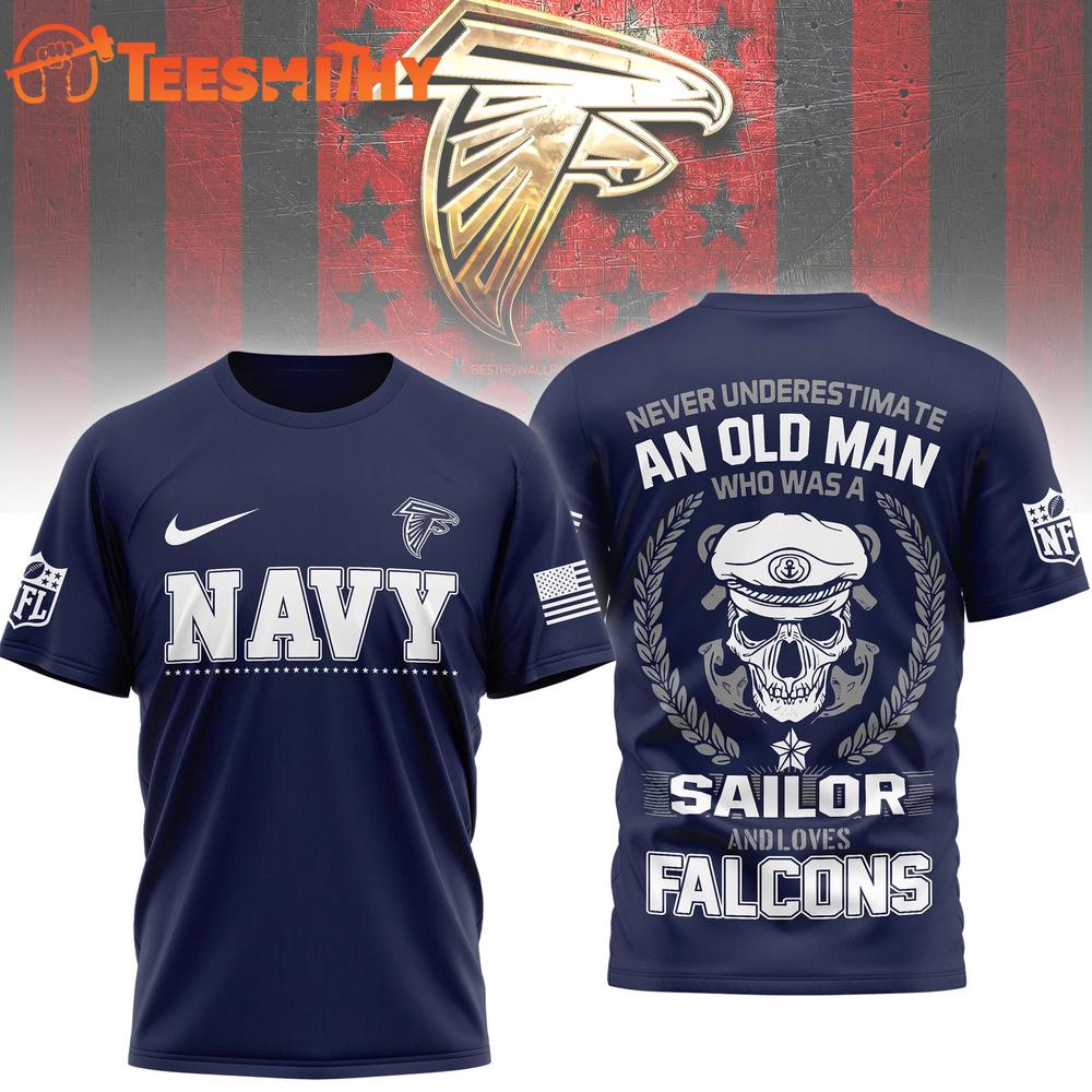 Atlanta Falcons NFL Navy Veteran All Over Print Shirt