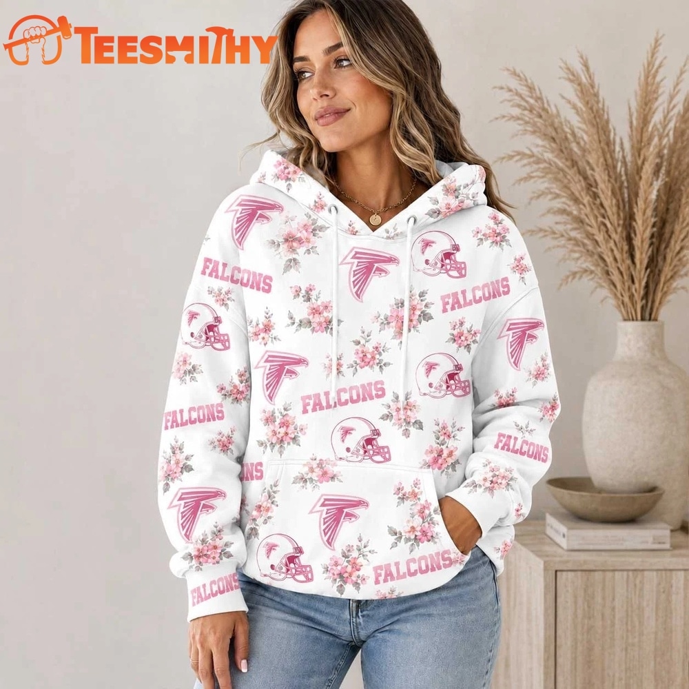 Atlanta Falcons NFL Pink Floral Team Pride Hoodie Shirt