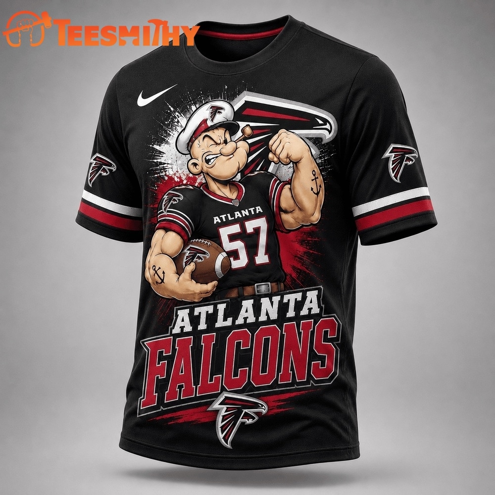 Atlanta Falcons NFL Popeye Bold Cartoon Athletes 3D T Shirt