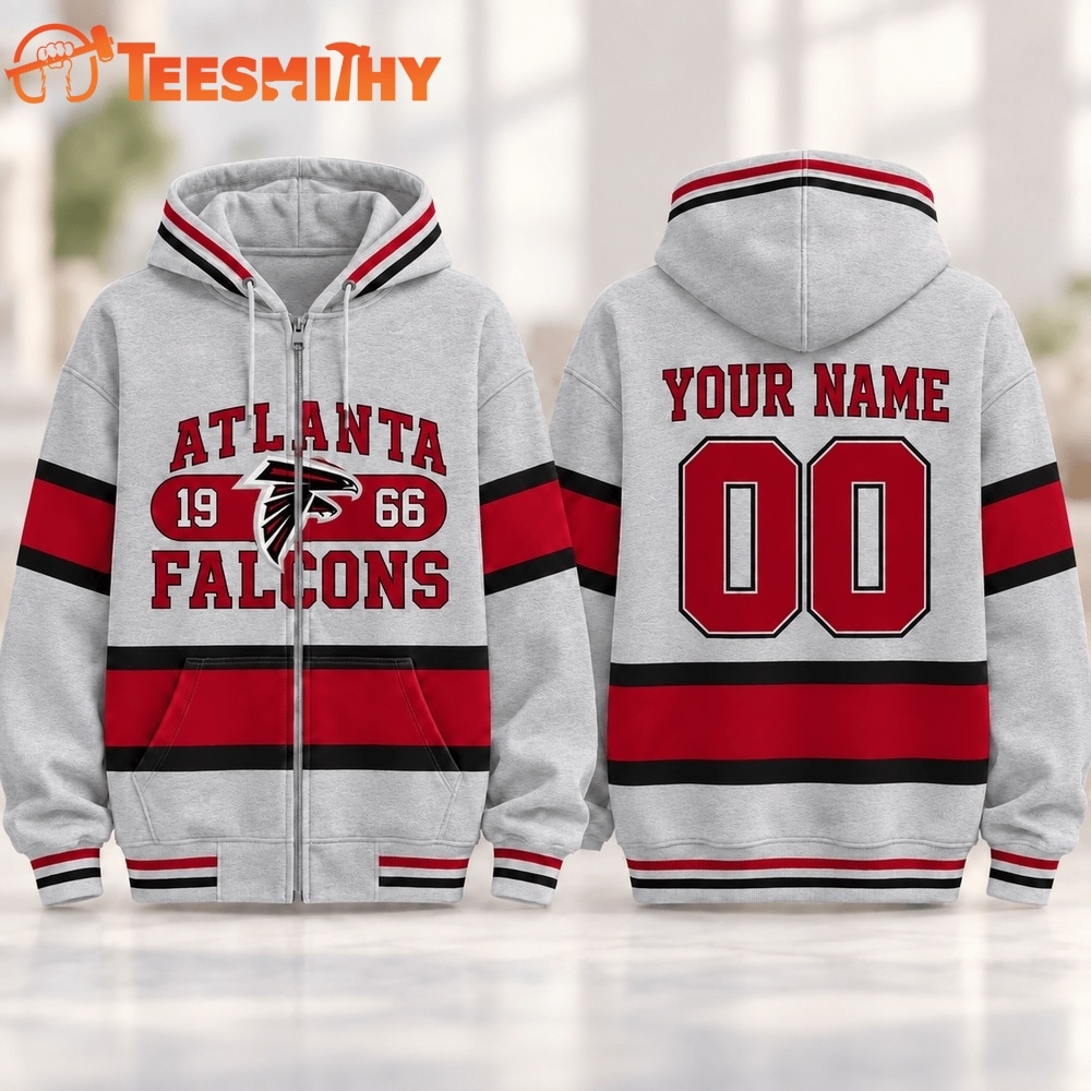 Atlanta Falcons NFL Varsity Stripe Zip Hoodie