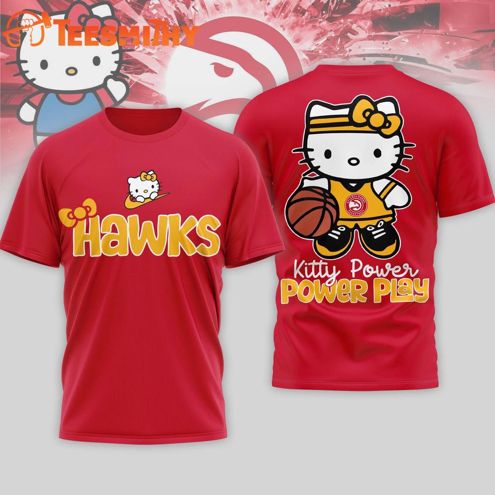 Atlanta Hawks 2026 NBA Hello Kitty Power Play 3D T Shirt