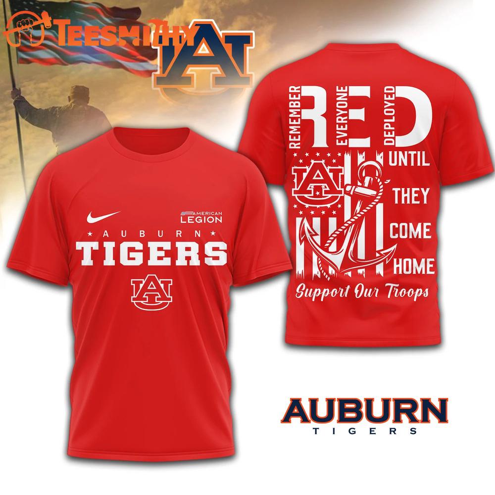 Auburn Tigers 2026 NCAA Red Friday 3D T Shirt