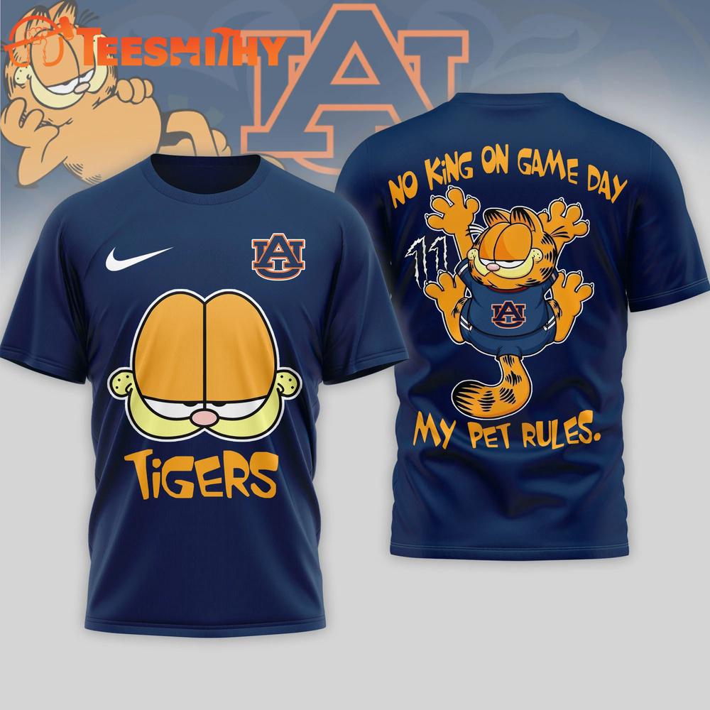 Auburn Tigers Garfield NCAA No King On Game Day 3D T Shirt