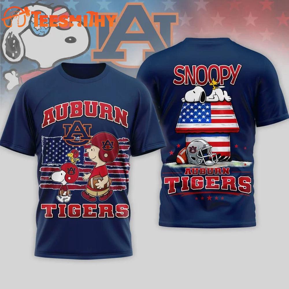 Auburn Tigers NCAA America 250 with Snoopy 3D T Shirt