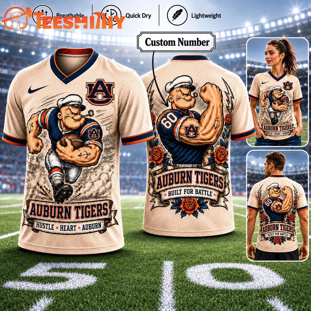 Auburn Tigers NCAA Popeye Vintage Tattoo Football Jersey