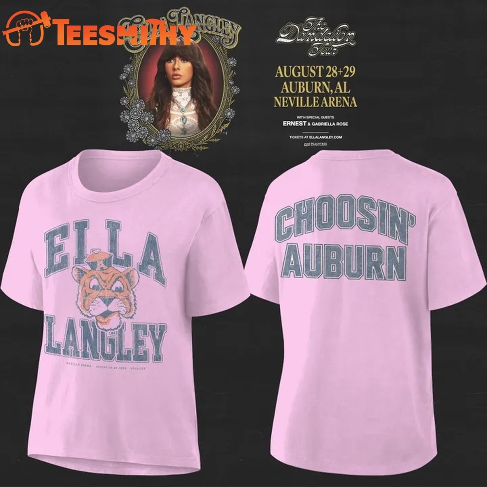 Auburn Tigers x Ella Langley The Dandelion Tour 2026 Neville Arena Pink T Shirt