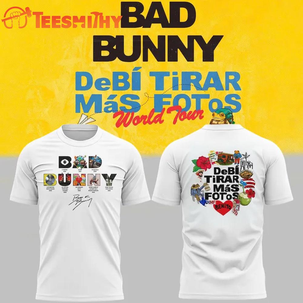 Bad Bunny x Debi Tirar Mas Fotos World Tour 2026 White T Shirt