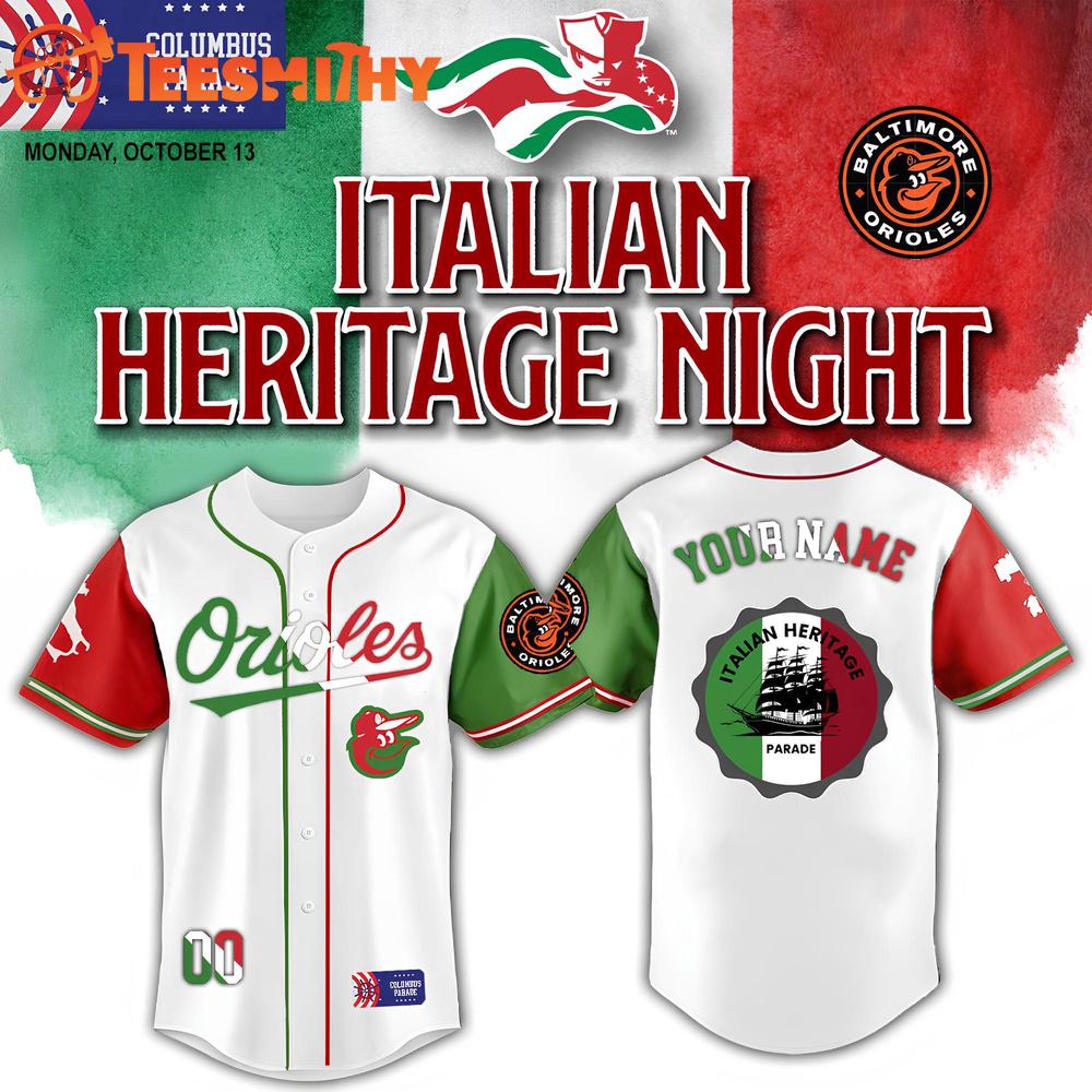 Baltimore Orioles Columbus Parade Italian Heritage Night Customized Baseball Jersey