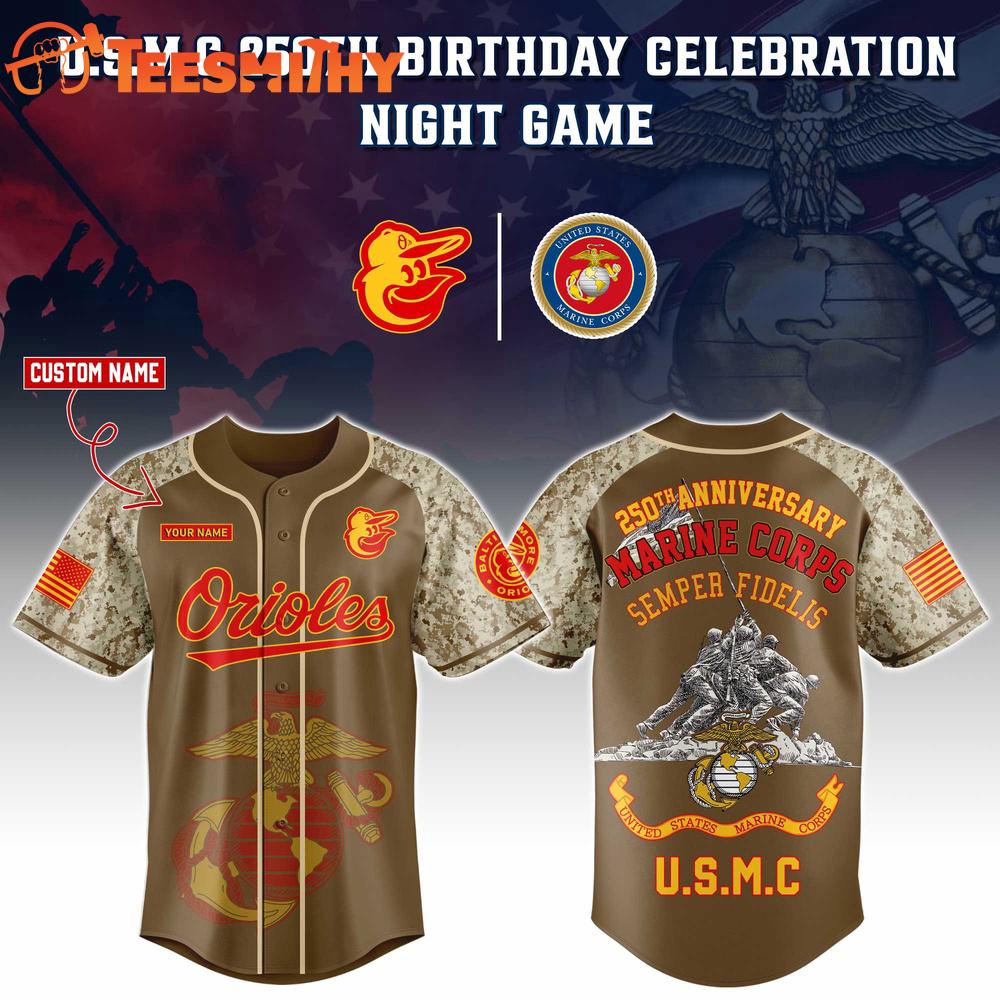 Baltimore Orioles x U.S.M.C 250th Birthday Celebration Night Limited Edition Custom Baseball Jersey
