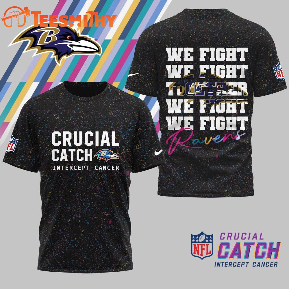 Baltimore Ravens 2025 NFL Crucial Catch Intercept Cancer We Fight Together 3D Shirt
