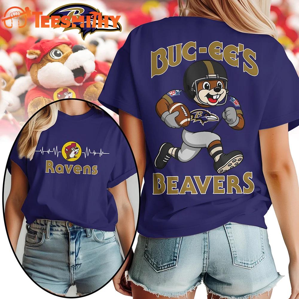 Baltimore Ravens 2026 NFL Buc-ee’s Beavers All Over Print T Shirt
