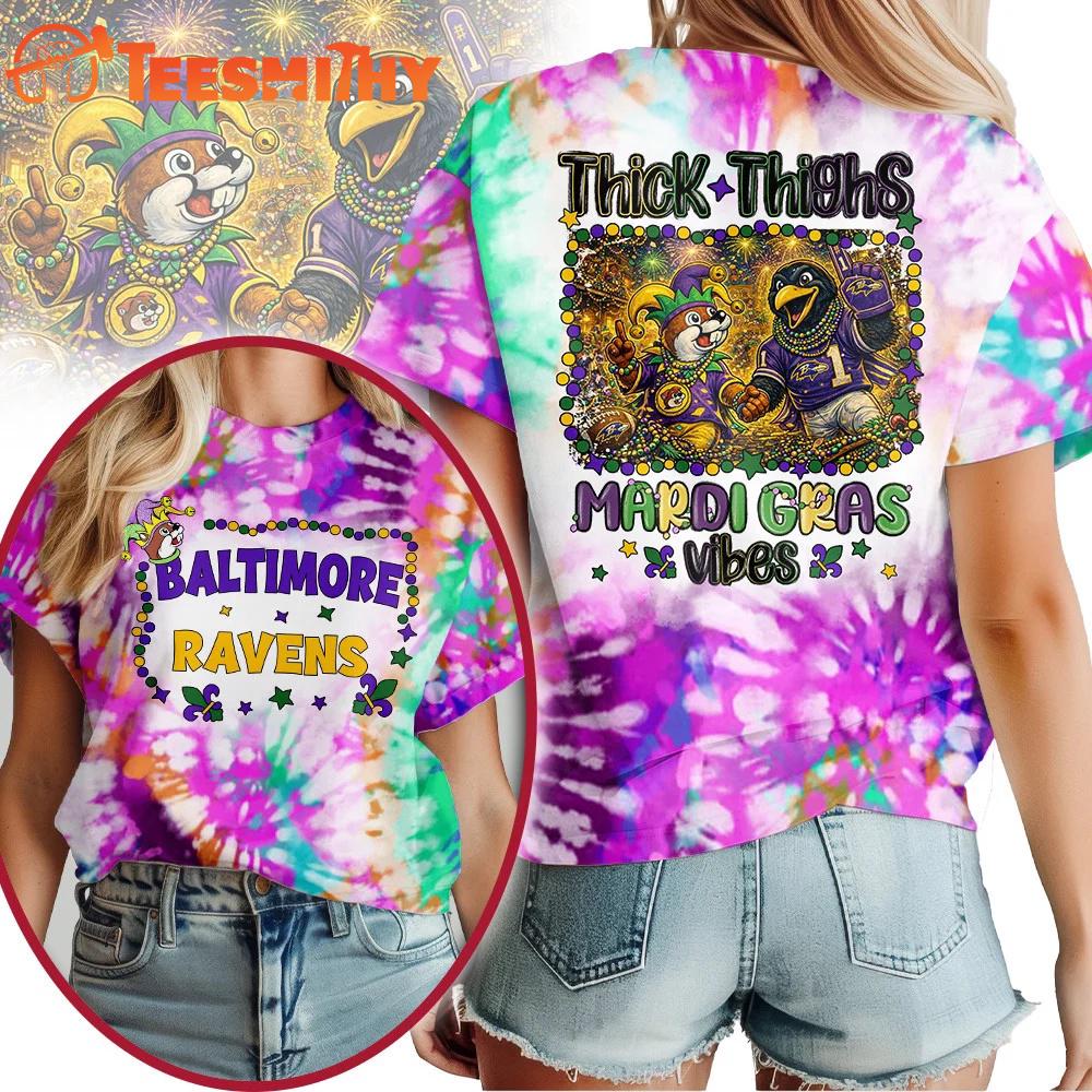 Baltimore Ravens 2026 NFL Buc-ee's Mardi Gras Unisex 3D Shirt
