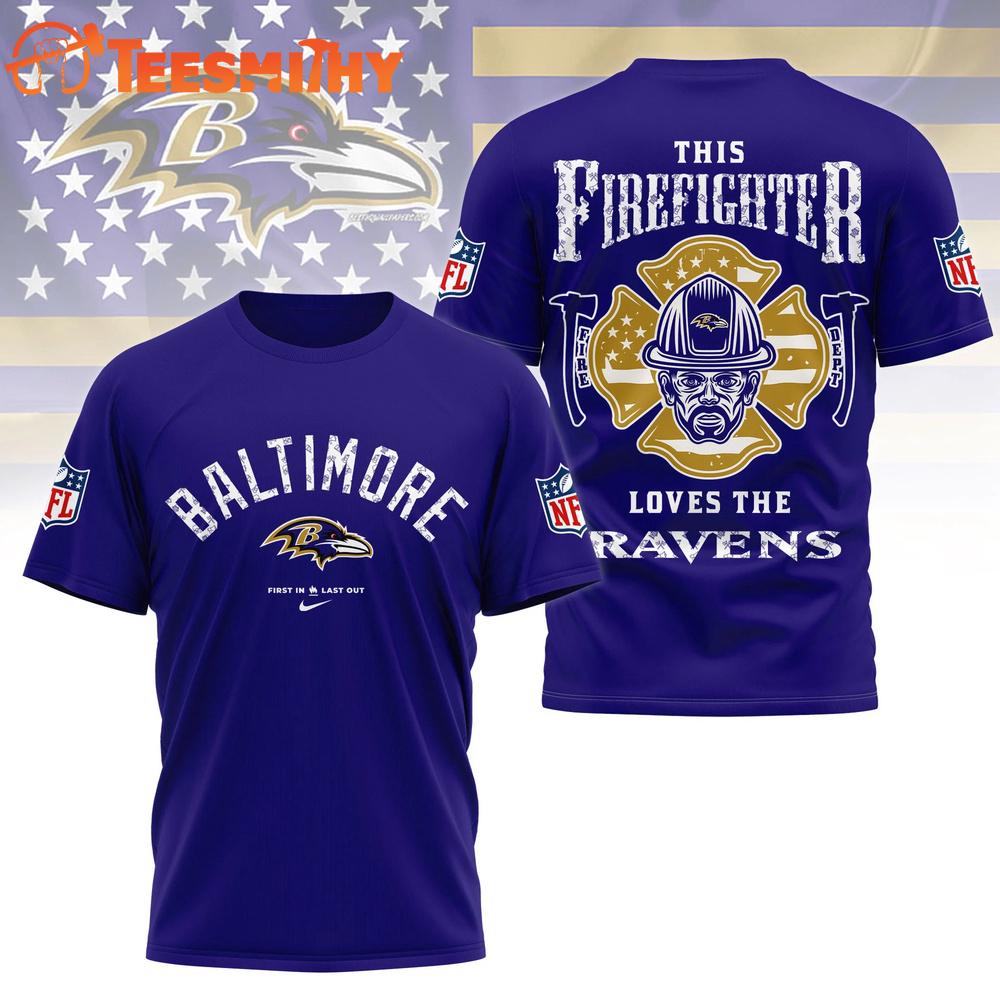 Baltimore Ravens 2026 NFL Firefighter Tribute 3D Shirt