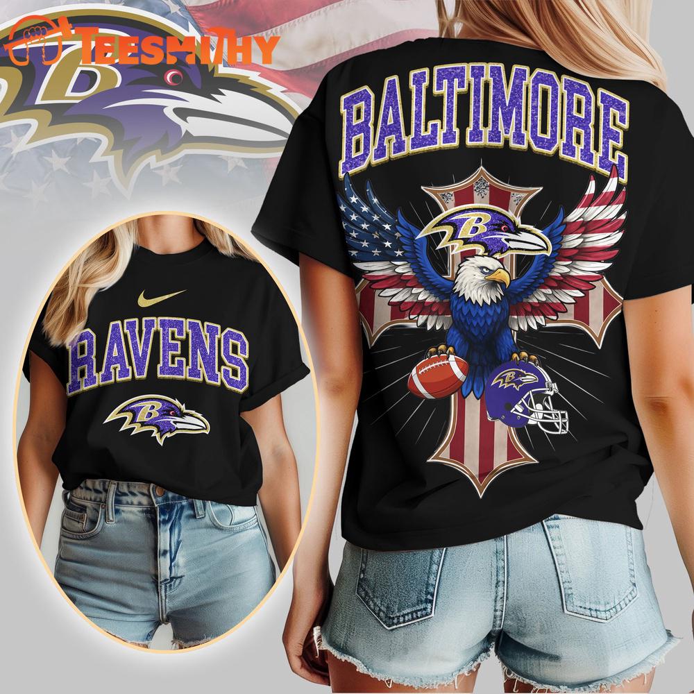 Baltimore Ravens 2026 NFL Freedom Eagle All Over Print Shirt