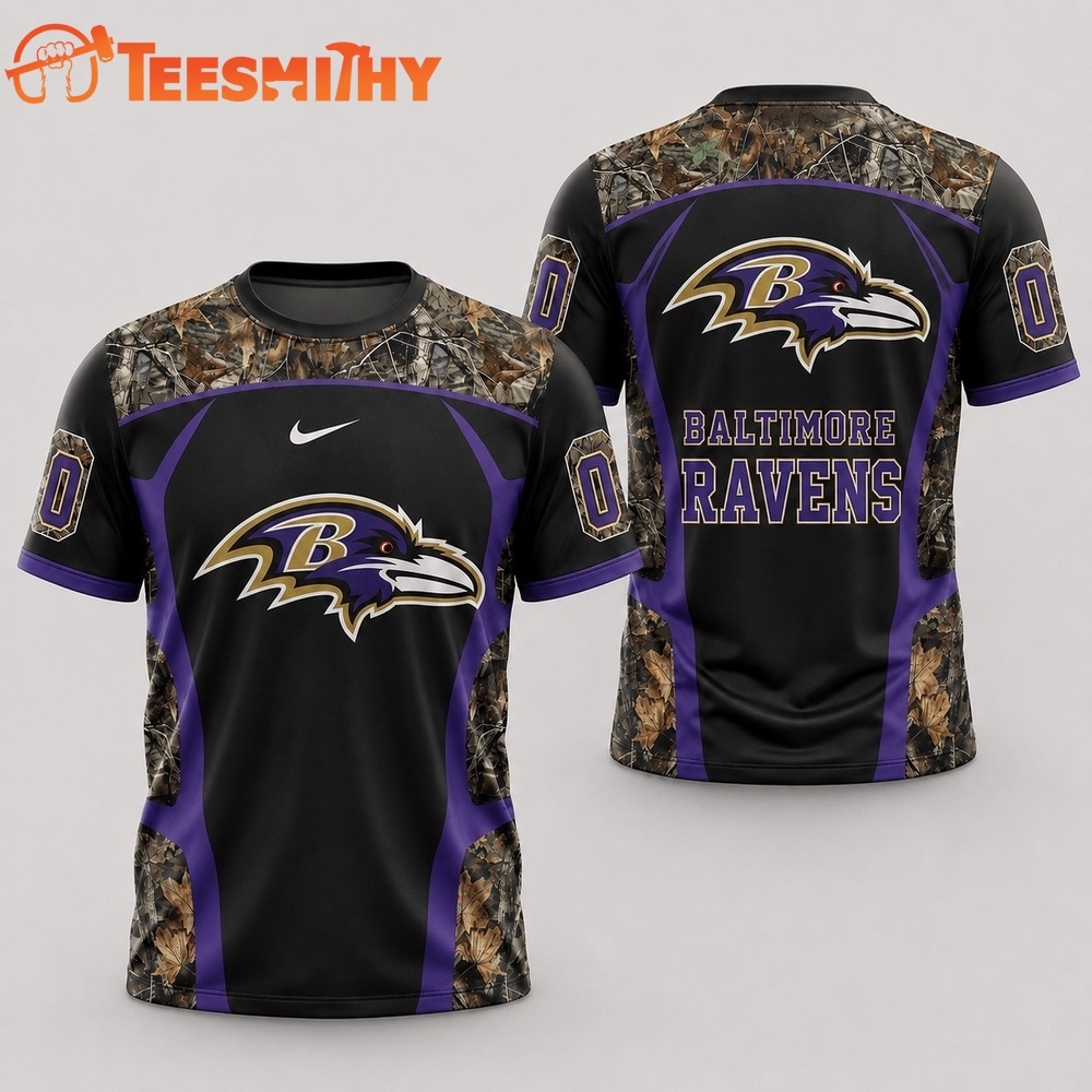 Baltimore Ravens 2026 NFL Hunting Camo 3D Shirt