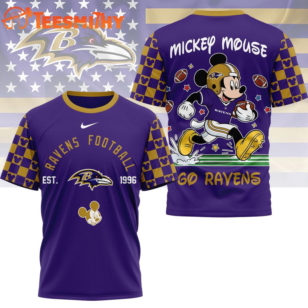 Baltimore Ravens 2026 NFL Mickey Football Special New 3D T Shirt