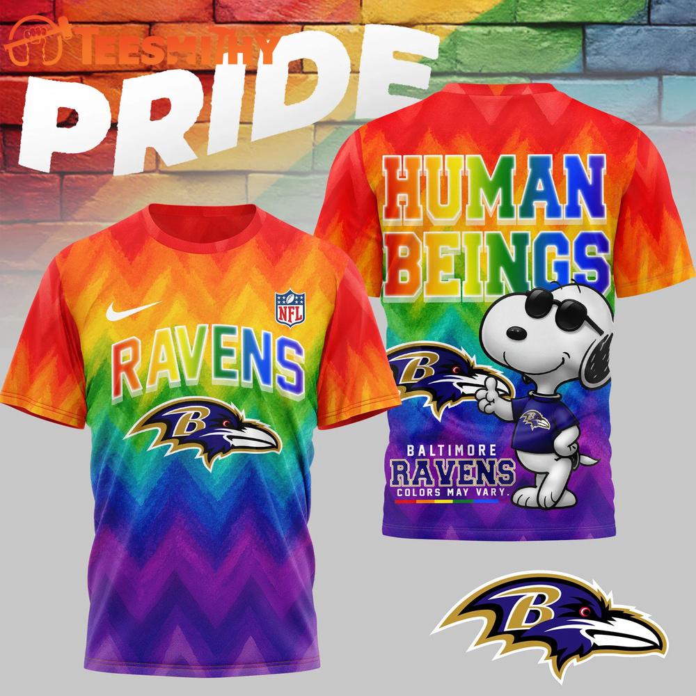Baltimore Ravens 2026 NFL Snoopy Rainbow Pride Limited 3D Shirt