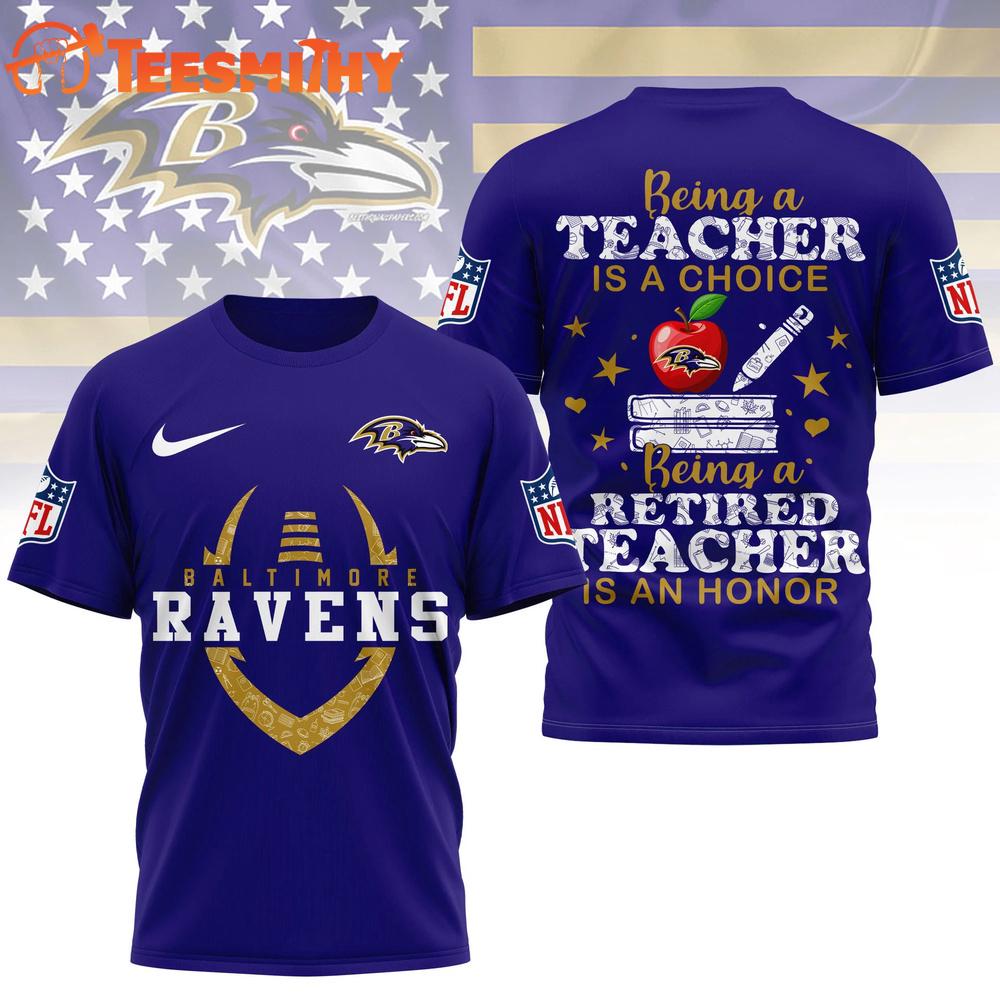 Baltimore Ravens 2026 NFL Teacher Honor 3D T Shirt
