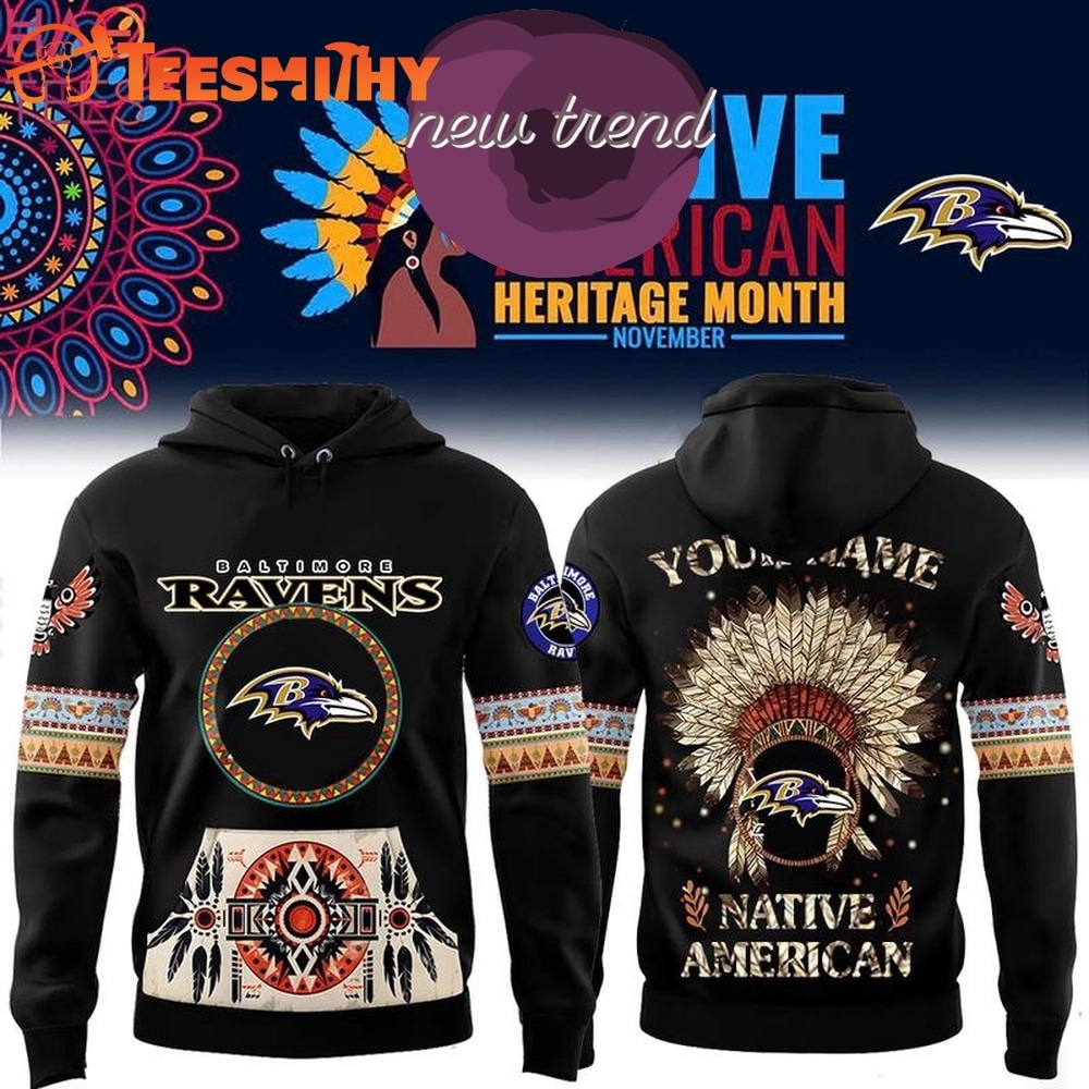 Baltimore Ravens Native American Heritage Month Custom Name Hoodie