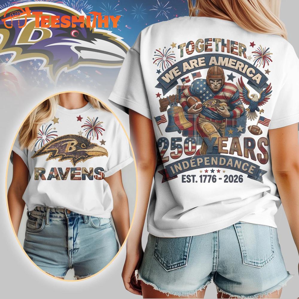 Baltimore Ravens NFL 250th Anniversary Of America Patchwork All Over Print T Shirt