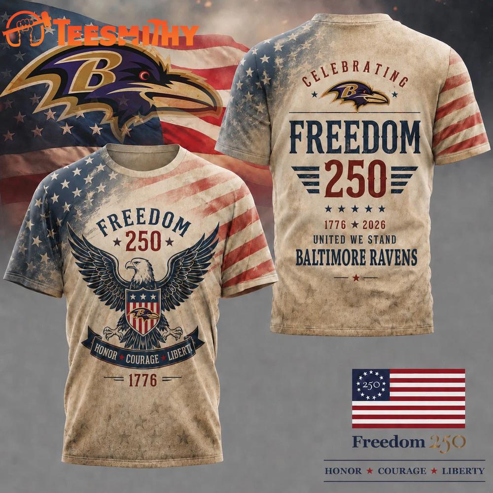 Baltimore Ravens NFL Ameica Freedom 250 Patriotic Limited 3D Shirt